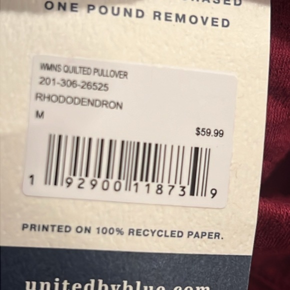 🔵 26) United by Blue Quilted Funnel Neck Pullover NWT size MEDIUM - Picture 10 of 11